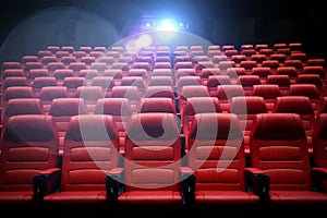 Movie theater empty auditorium with seats photo