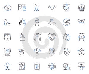 Movie theater line icons collection. Screen, Matinee, Ticket, Recliner, Projection, Premiere, Popcorn vector and linear