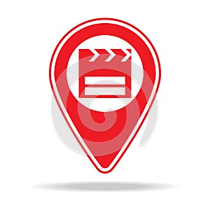 movie theater map pin icon. Element of warning navigation pin icon for mobile concept and web apps. Detailed movie theater map pin