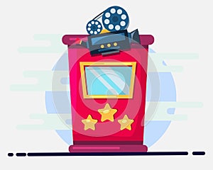 Movie ticket booth vector illustration in flat style