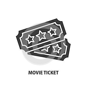 Movie ticket glyph icon. Vector symbol of admission, pass, permission