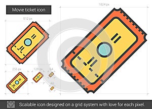 Movie ticket line icon.