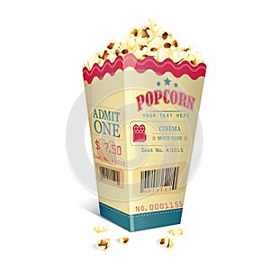 Movie Ticket printed on Popcorn box