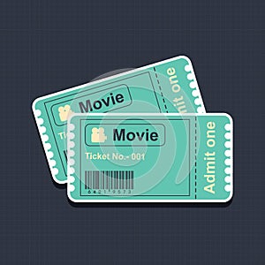 Movie tickets on blue canvas