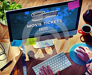 Movie Tickets Buying Entertainment Concept