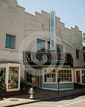 Moviehouse Mews vintage theater sign, Hastings-on-Hudson, New York