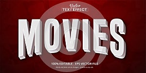 Movies text, 3d white movie style editable text effect