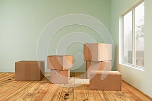 Moving boxes on the floor rendering