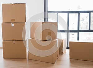 Moving Boxes In New House on floor