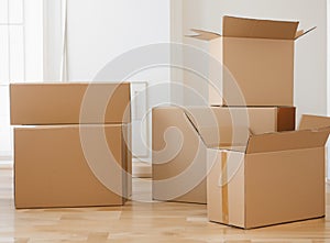 Moving Boxes In New House on floor