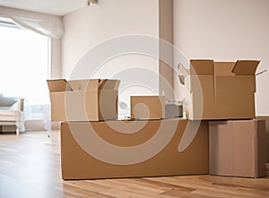 Moving Boxes In New House on floor