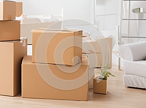 Moving Boxes In New House on floor