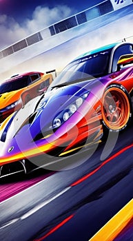 moving car on the road, supercar wallpaper, sportscar on abstract colored background, super fast car wallpaper