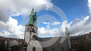 Moving clouds above a church