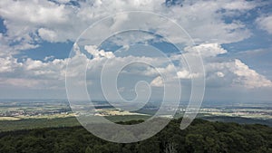 Moving clouds over the Wetterau as seen from viewpoint Winterstein