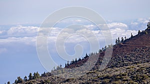 Moving clouds with tenerife landscape