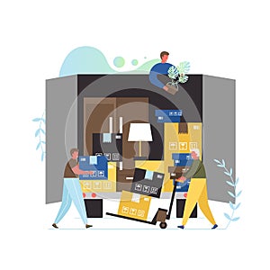 Moving company services, vector flat style design illustration