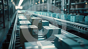 The moving conveyor packages.AI generated image