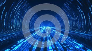 Moving data on a digital road - 3d illustration of a digital code road concept