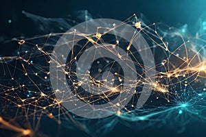 moving dots and lines, showcasing cyber technology with a dynamic binary code matrix background