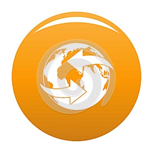 Moving earth icon vector orange