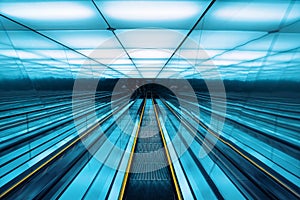 Moving escalator in modern building