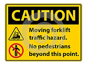 Moving forklift traffic hazard,No pedestrians beyond this point,Symbol Sign Isolate on White Background,Vector Illustration