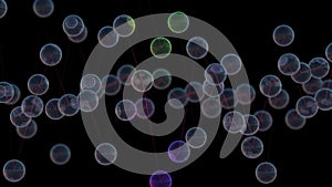 Moving glass spheres, with colored stripe