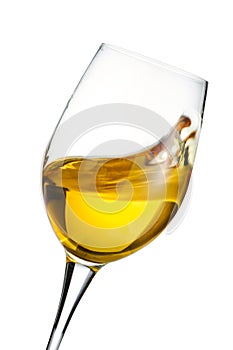 Moving glass of white wine