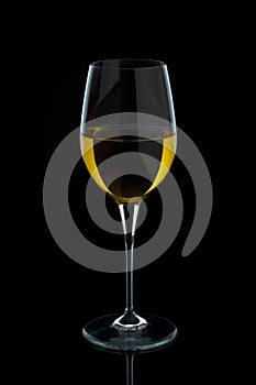 Moving glass of white wine