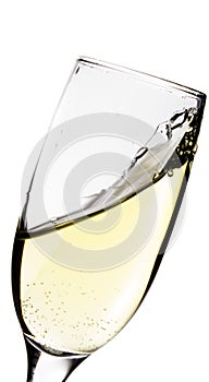 Moving glass of white wine