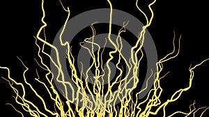 Moving growing roots on black background. Animation. Abstract animation of branching roots like live vines on black