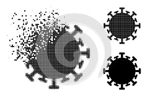 Moving and Halftone Dot Contagious Virus Icon