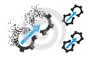 Moving and Halftone Dot Gear Integration Glyph