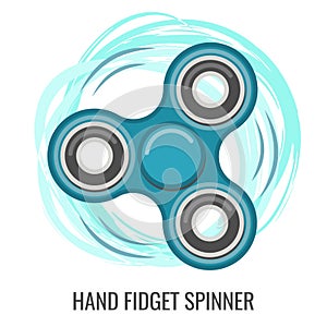 Moving hand fidget spinner color blue vector toy