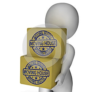 Moving House Boxes Show New Property
