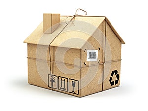 Moving house. Real estate market. Delivery concept. Cardboard bo