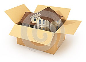 Moving house. Real estate market. Three-dimensional image.