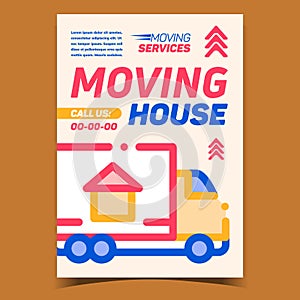 Moving House Service Advertising Banner Vector Illustration