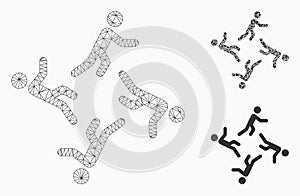 4 Moving Men Vector Mesh Network Model and Triangle Mosaic Icon