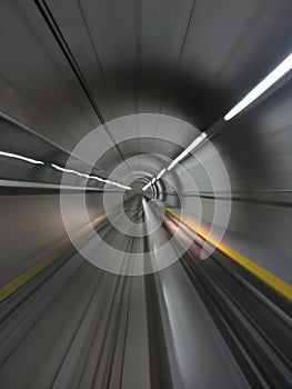 Moving through metro tunnel