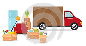 Moving in new house. Vector illustration.