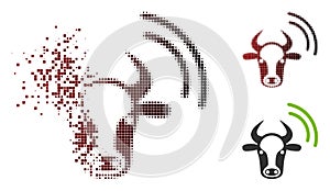 Moving Pixel Halftone Cow Radio Signal Icon