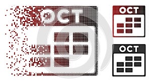 Moving Pixel Halftone October Calendar Grid Icon