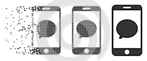 Moving Pixel Halftone Smartphone Chat Message Icon