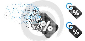 Moving Pixelated Halftone Discount Tag Icon