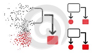 Moving Pixelated Halftone Flowchart Scheme Icon
