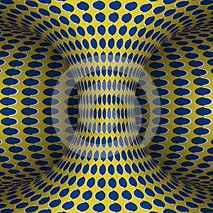 Moving polka dots hyperboloid. Vector optical illusion illustration