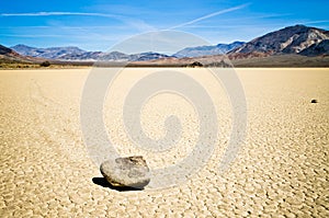 Moving rocks at Racetrack Playa in Death Valley