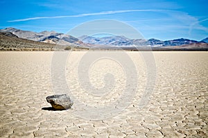 Moving rocks at Racetrack Playa in Death Valley